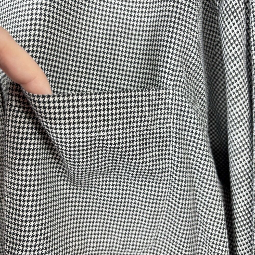 Ruffle Collar Button up Blouse Reworked Upcycle Houndstooth Check XL or XXL Wmns - Picture 5 of 7